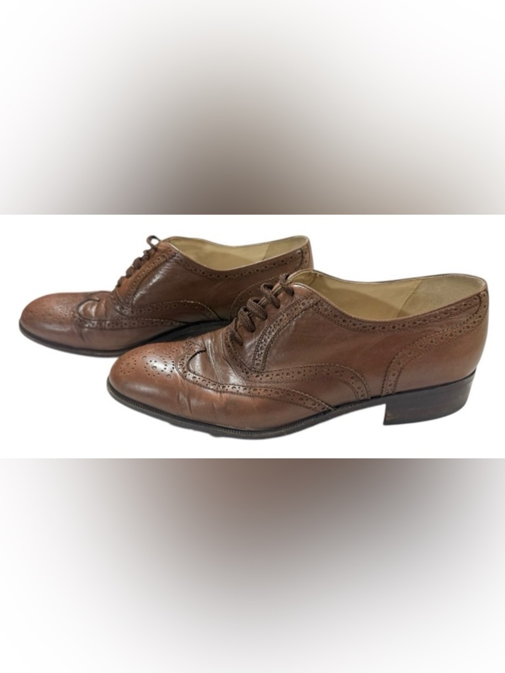 Dior Monsieur Wingtip Oxford Brown Leather Dress Shoes Mens 8.5 9 EU42